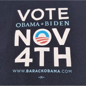 Vtg‎ 2008 Obama Biden Campaign T Shirt Mens XL Navy Blue Bayside Made In USA